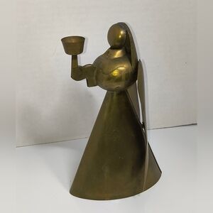 Brass‎ Angel Figurine Candle Holder For Single Taper Or Votive Cup Classic Decor